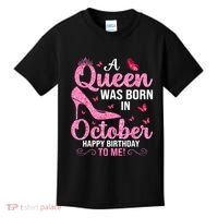 A Queen Was Born In October Happy Birthday To Me Kids T-Shirt thumb 0