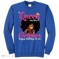 A Queen Was Born In October Birthday Afro Women Sweatshirt thumb 0