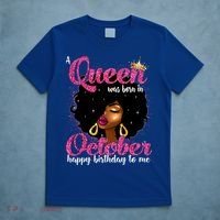 A Queen Was Born In October Birthday Afro Women T-Shirt thumb 5
