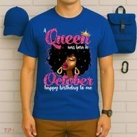 A Queen Was Born In October Birthday Afro Women T-Shirt thumb 6