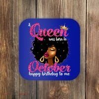 A Queen Was Born In October Birthday Afro Women Coaster thumb 0