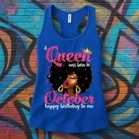 A Queen Was Born In October Birthday Afro Women Women's Tank Top thumb 3
