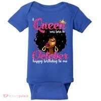 A Queen Was Born In October Birthday Afro Women Baby Bodysuit thumb 0