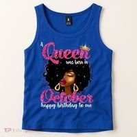A Queen Was Born In October Birthday Afro Women Tank Top thumb 2