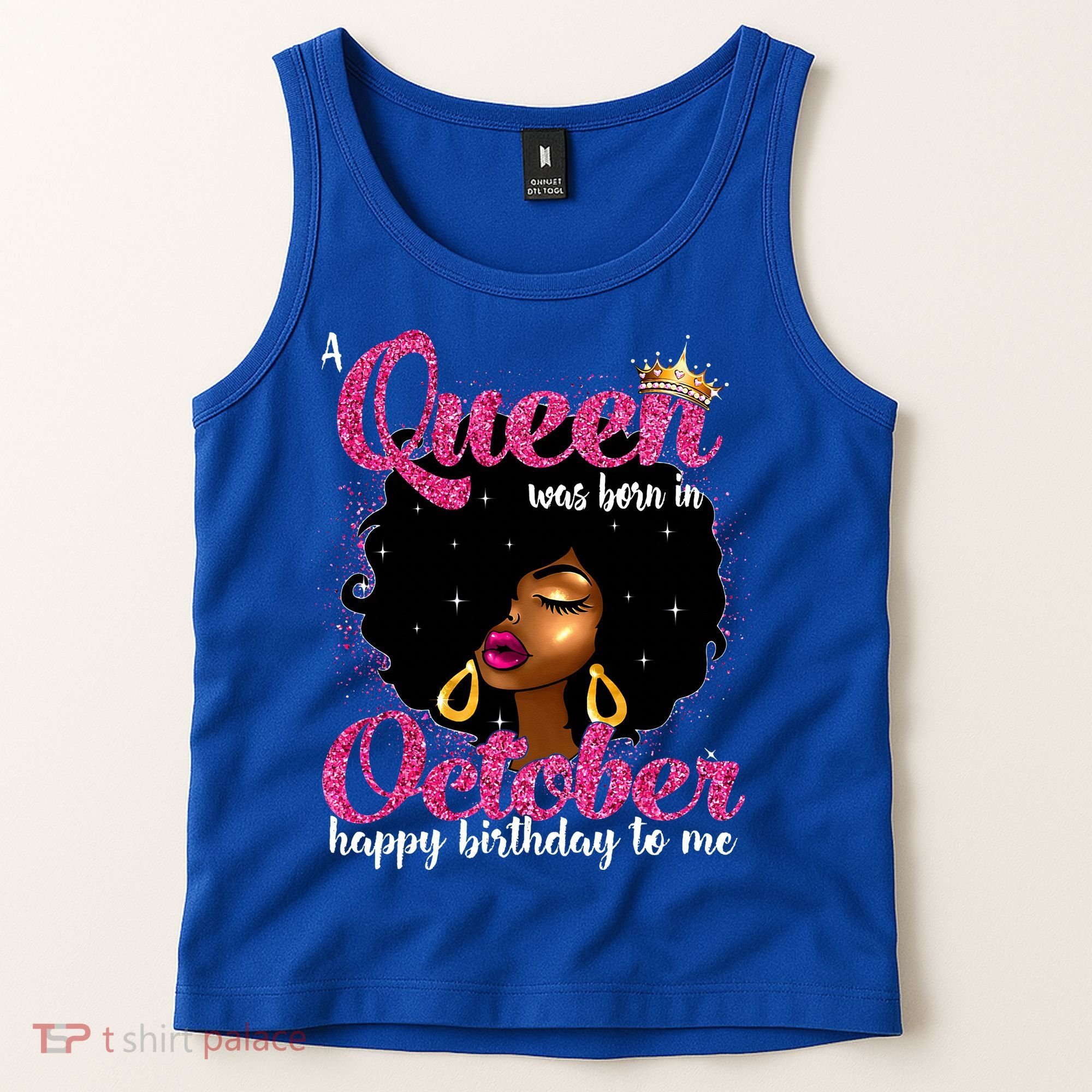 A Queen Was Born In October Birthday Afro Women Tank Top