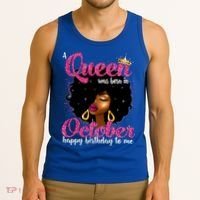 A Queen Was Born In October Birthday Afro Women Tank Top thumb 3