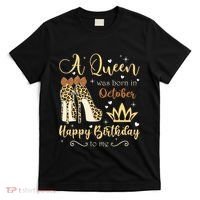 A Queen Was Born In October Birthday For Women Leopard T-Shirt thumb 0