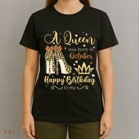 A Queen Was Born In October Birthday For Women Leopard T-Shirt thumb 4