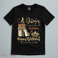 A Queen Was Born In October Birthday For Women Leopard T-Shirt thumb 5