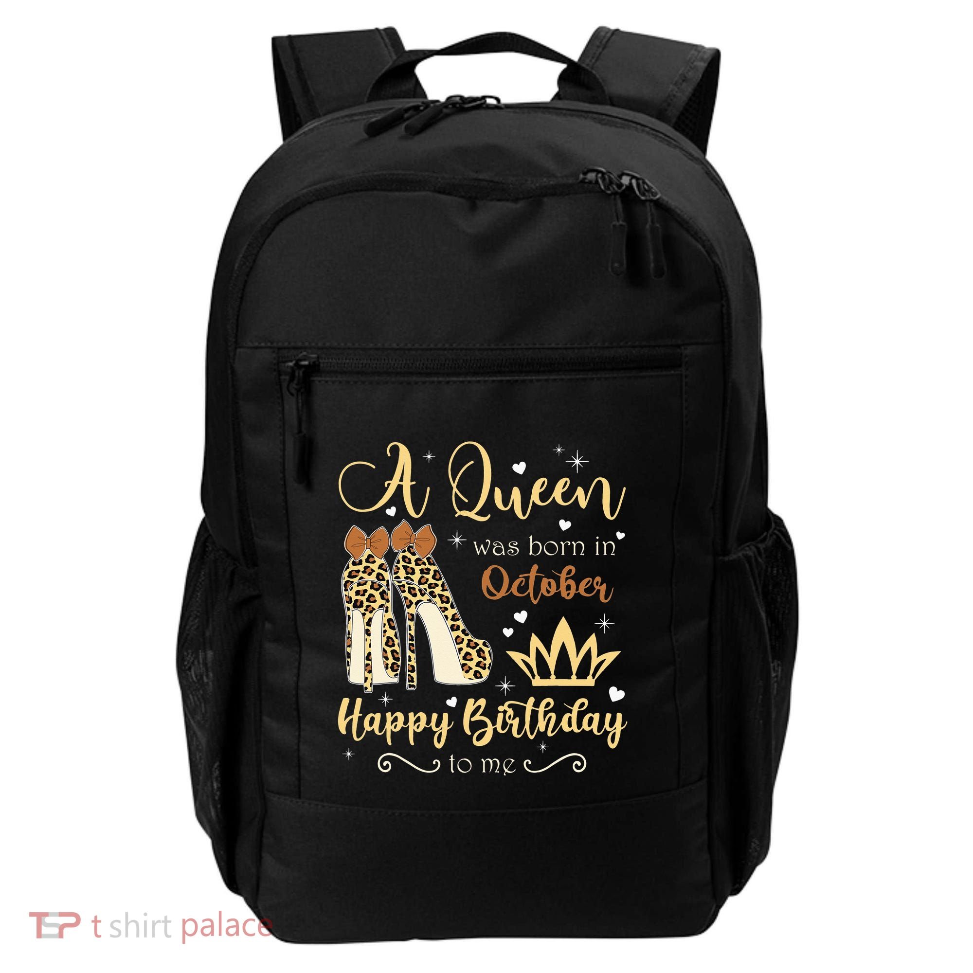 A Queen Was Born In October Birthday For Women Leopard Backpack