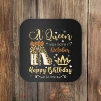 A Queen Was Born In October Birthday For Women Leopard Coaster thumb 0