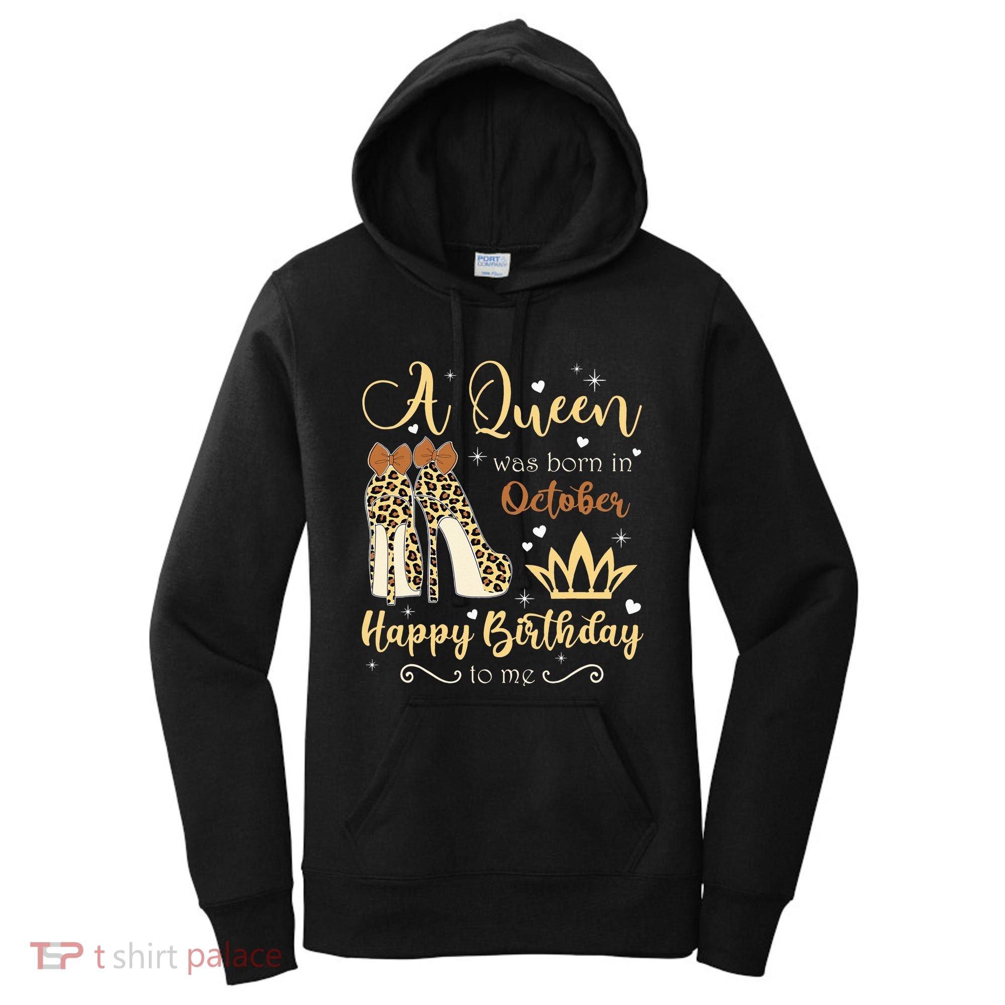 A Queen Was Born In October Birthday For Women Leopard Women's Hoodie