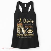 A Queen Was Born In October Birthday For Women Leopard Women's Tank Top thumb 0