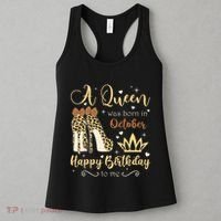 A Queen Was Born In October Birthday For Women Leopard Women's Tank Top thumb 3
