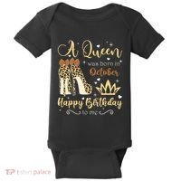 A Queen Was Born In October Birthday For Women Leopard Baby Bodysuit thumb 0