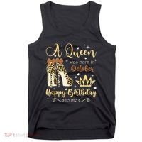A Queen Was Born In October Birthday For Women Leopard Tank Top thumb 0