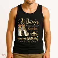A Queen Was Born In October Birthday For Women Leopard Tank Top thumb 3