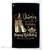 A Queen Was Born In October Birthday For Women Leopard Golf Towel thumb 0