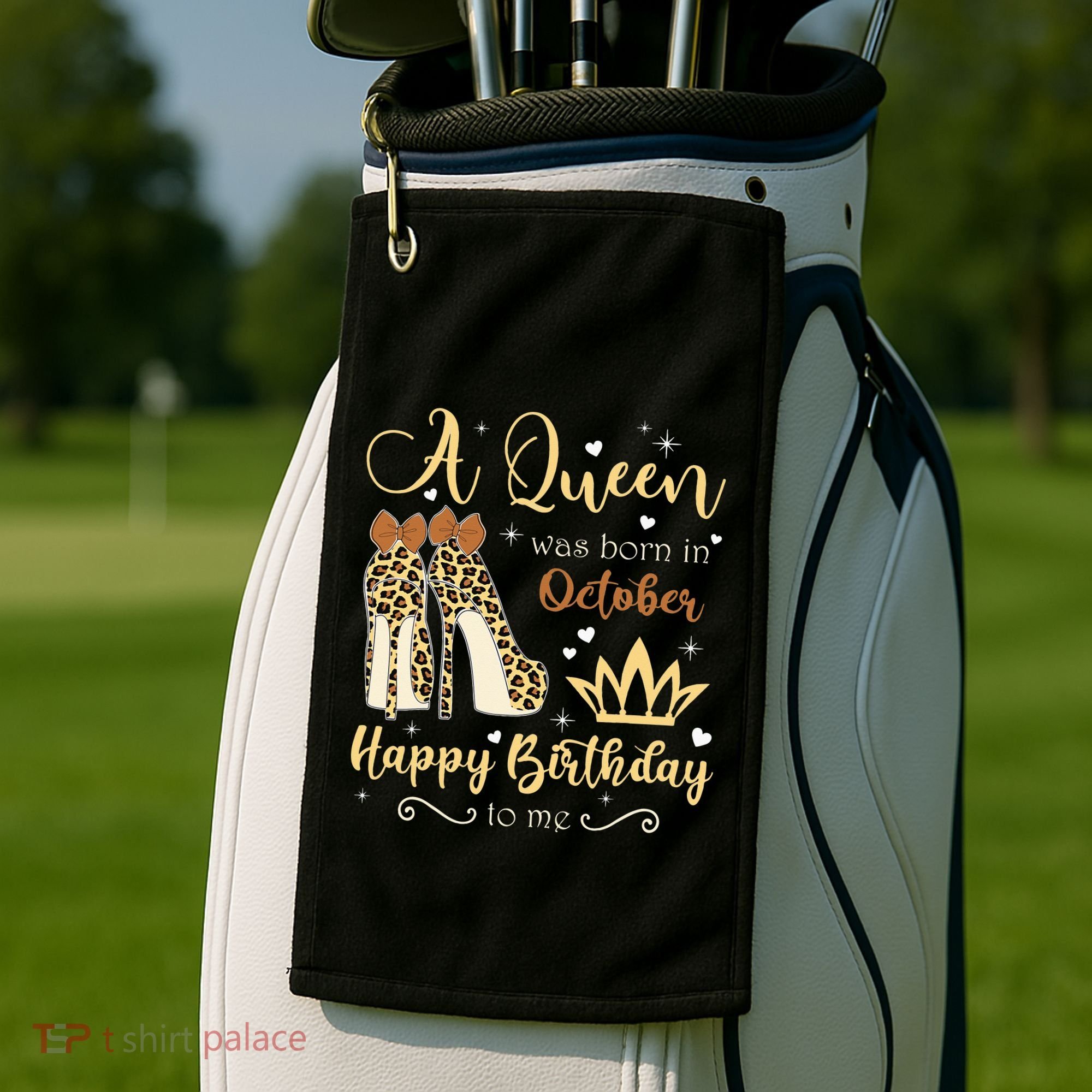 A Queen Was Born In October Birthday For Women Leopard Golf Towel