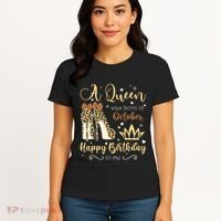 A Queen Was Born In October Birthday For Women Leopard Women's T-Shirt thumb 4