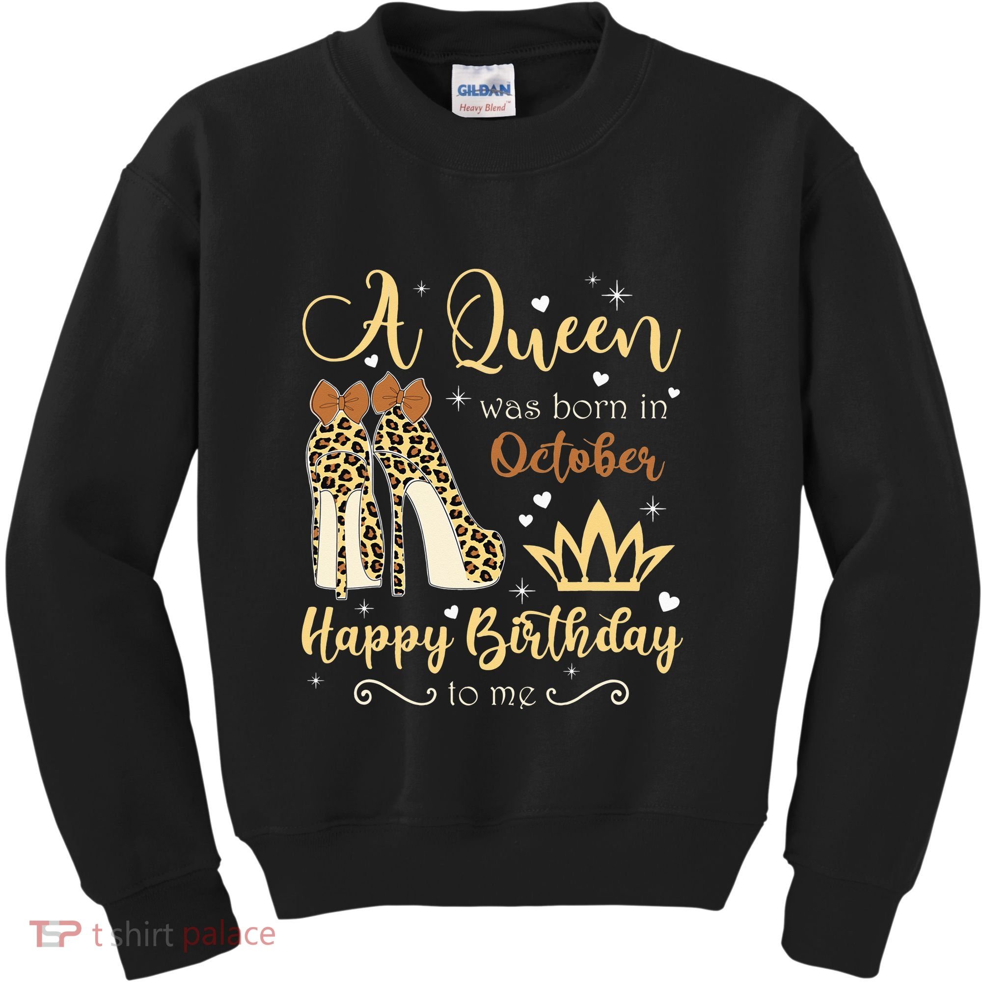 A Queen Was Born In October Birthday For Women Leopard Kids Sweatshirt
