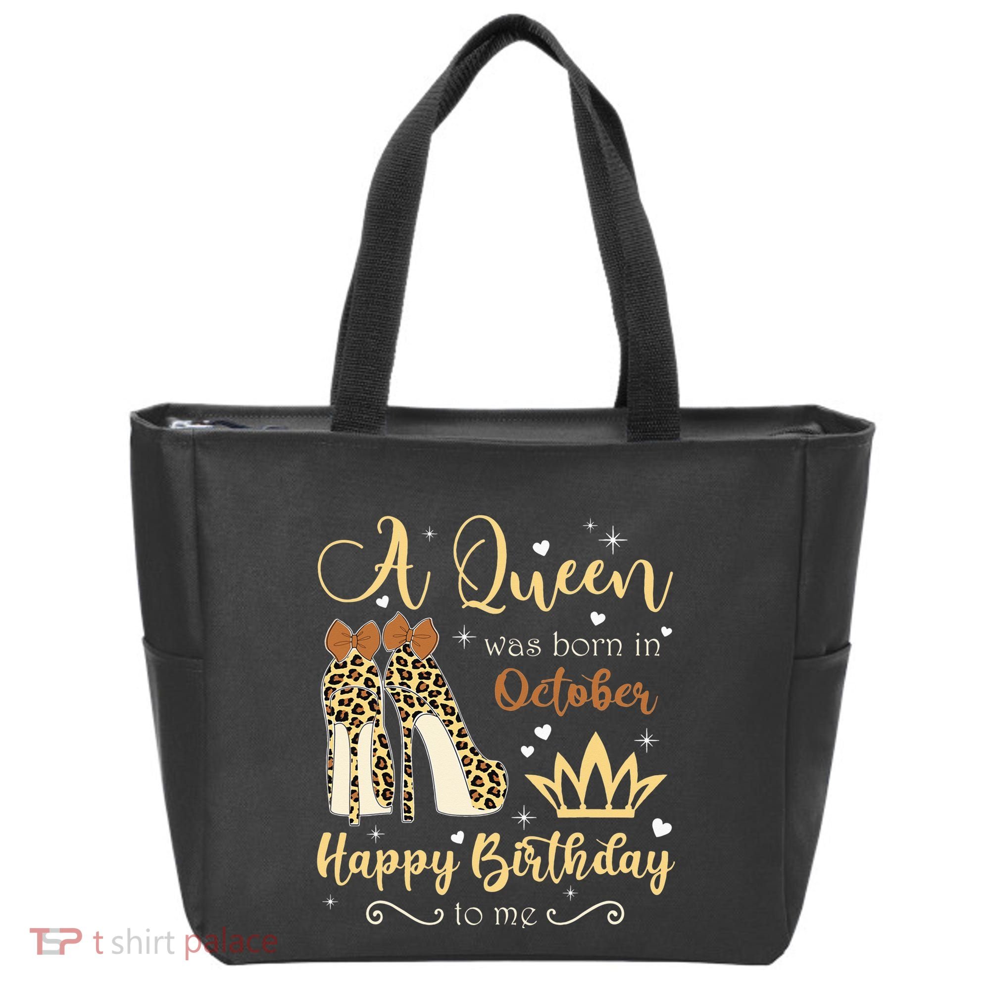 A Queen Was Born In October Birthday For Women Leopard Tote Bag