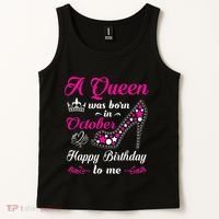 A Queen Was Born In October Birthday Gift For Women Tank Top thumb 2
