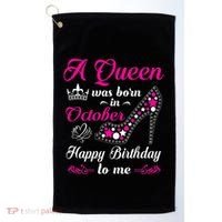 A Queen Was Born In October Birthday Gift For Women Golf Towel thumb 0