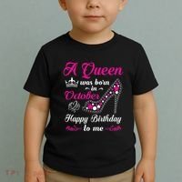 A Queen Was Born In October Birthday Gift For Women Toddler T-Shirt thumb 2