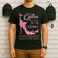 A Queen Was Born In October Happy Birthday To Me For Women T-Shirt thumb 6