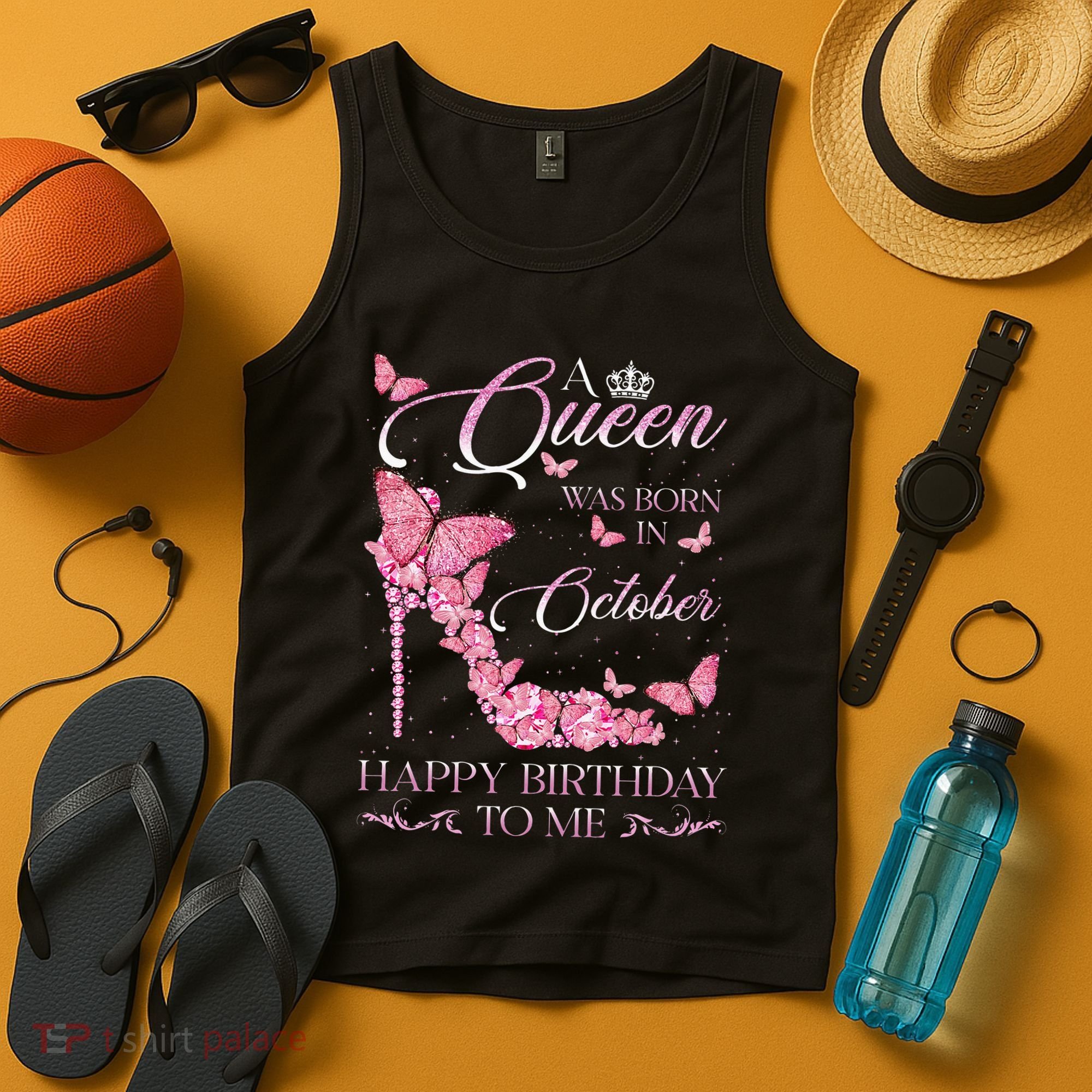 A Queen Was Born In October Happy Birthday To Me For Women Tank Top