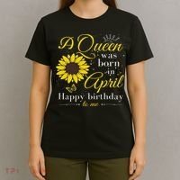A Queen Was Born In April Women Ladies April Birthday T-Shirt thumb 4