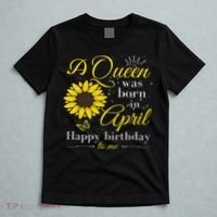 A Queen Was Born In April Women Ladies April Birthday T-Shirt thumb 5