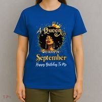A Queen Was Born In September Black Birthday Afro Woman T-Shirt thumb 4