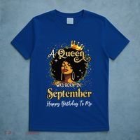 A Queen Was Born In September Black Birthday Afro Woman T-Shirt thumb 5