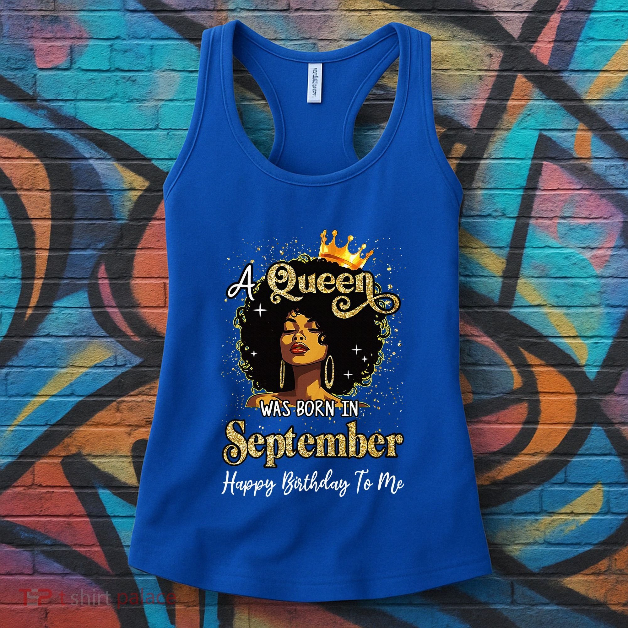 A Queen Was Born In September Black Birthday Afro Woman Women's Tank Top