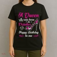 A Queen Was Born In October Birthday Gift For Wo T-Shirt thumb 4