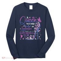 A Queen Was Born In September Happy Birthday To Me Long Sleeve Shirt thumb 0
