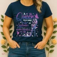 A Queen Was Born In September Happy Birthday To Me Women's T-Shirt thumb 2