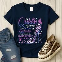 A Queen Was Born In September Happy Birthday To Me Women's T-Shirt thumb 3