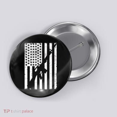 AR-15 Gun Vintage American Flag Button