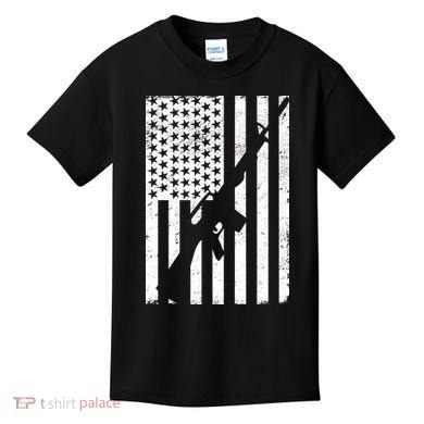 AR-15 Gun Vintage American Flag Kids T-Shirt