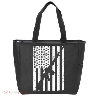 AR-15 Gun Vintage American Flag Tote Bag
