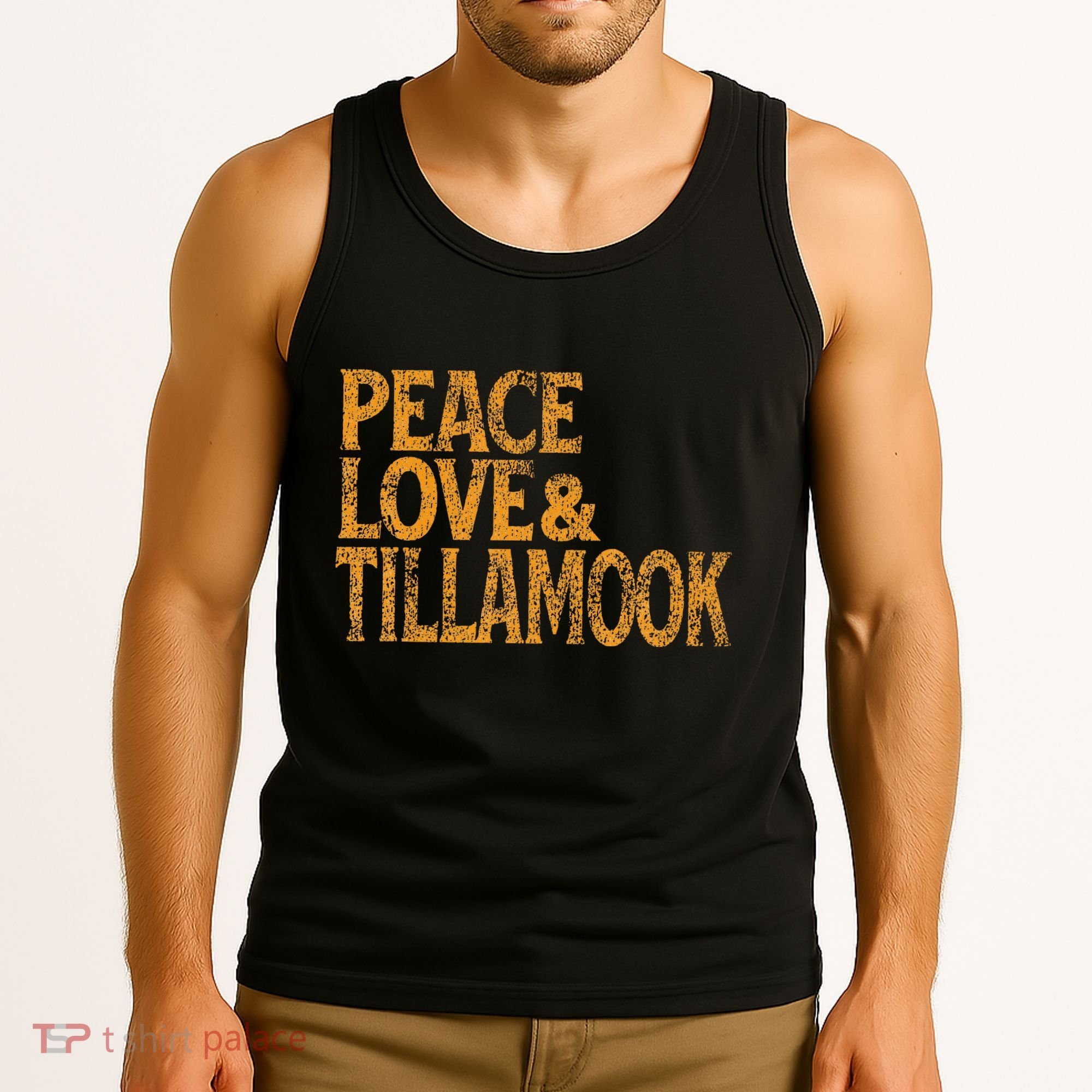 Awesome Retro 1960s Peace Love Tillamook Oregon Tank Top
