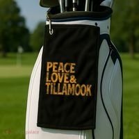 Awesome Retro 1960s Peace Love Tillamook Oregon Golf Towel thumb 2