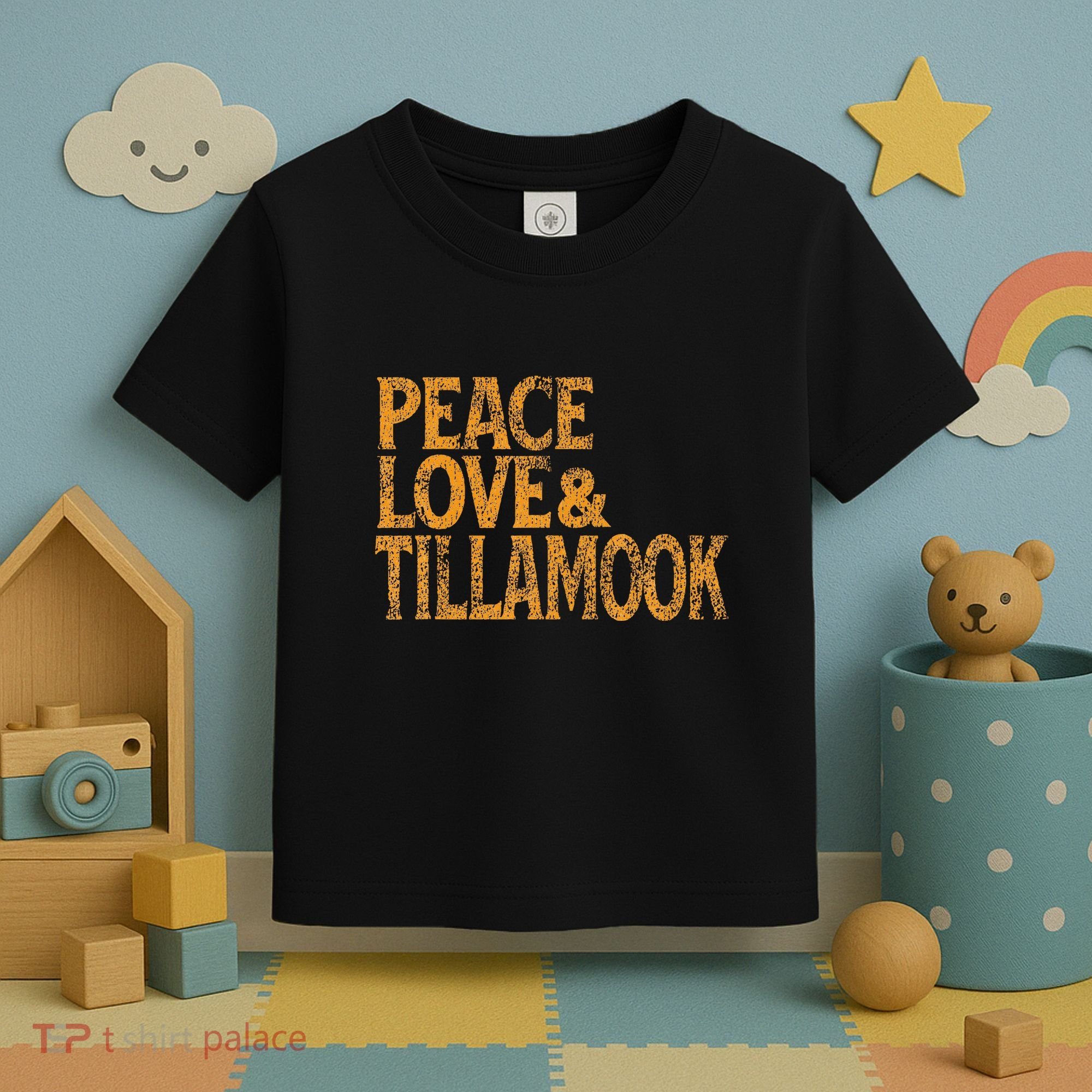 Awesome Retro 1960s Peace Love Tillamook Oregon Toddler T-Shirt