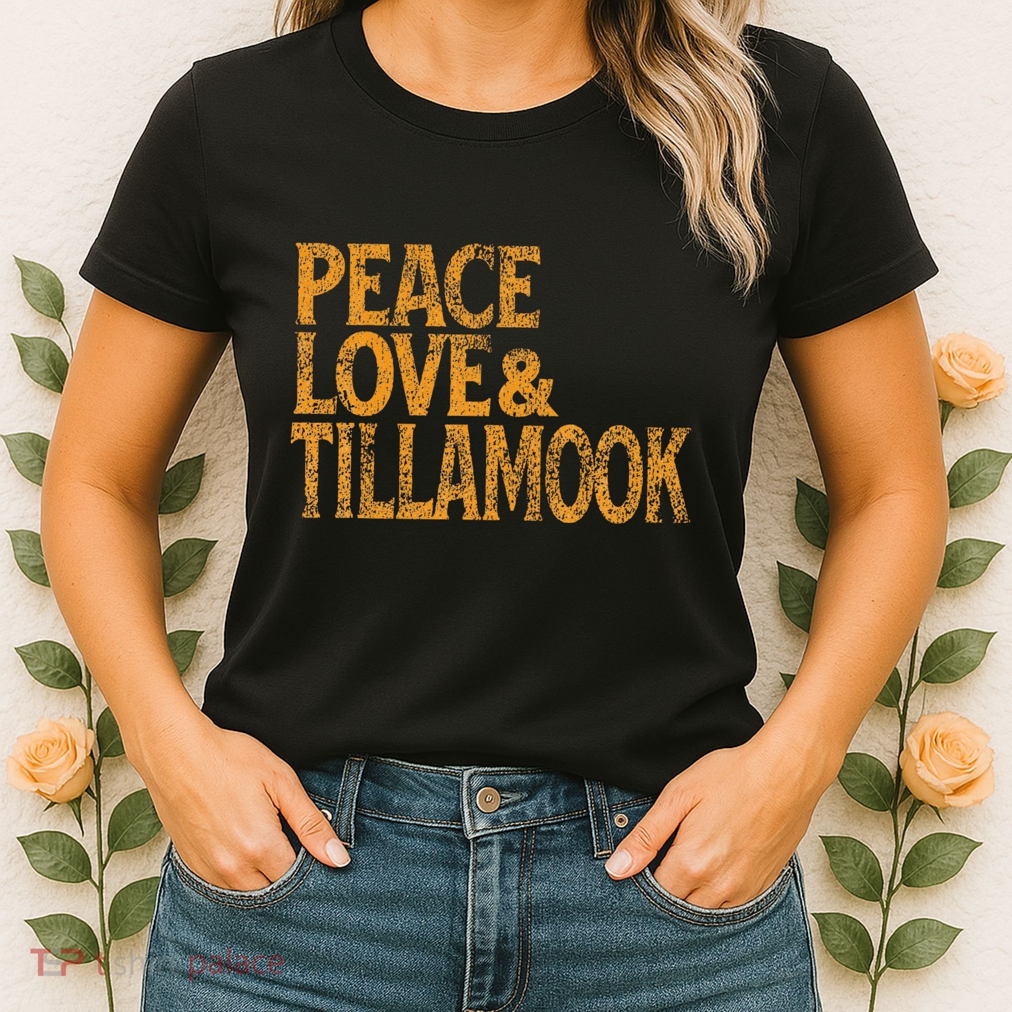 Awesome Retro 1960s Peace Love Tillamook Oregon Women's T-Shirt