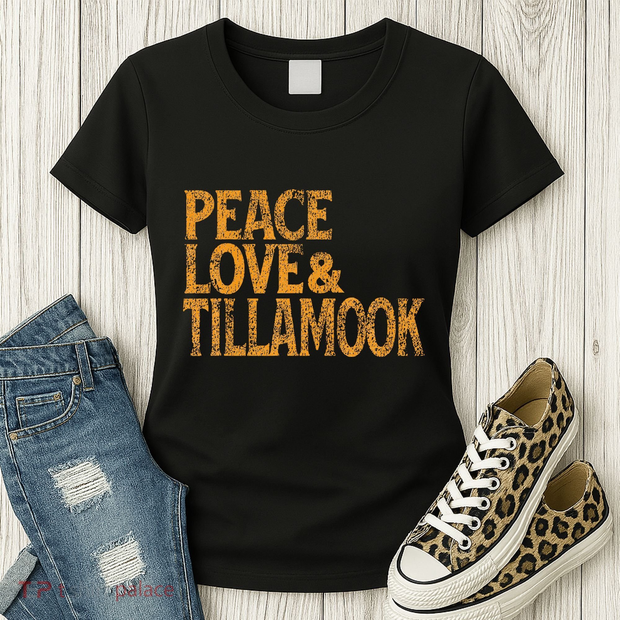 Awesome Retro 1960s Peace Love Tillamook Oregon Women's T-Shirt