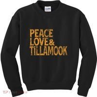 Awesome Retro 1960s Peace Love Tillamook Oregon Kids Sweatshirt thumb 0