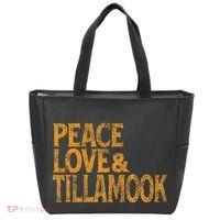 Awesome Retro 1960s Peace Love Tillamook Oregon Tote Bag thumb 0